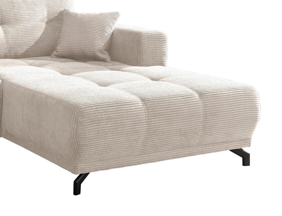 ECKSOFA Beige Cord  - Beige/Schwarz, MODERN, Holz/Textil (246/177cm) - MID.YOU