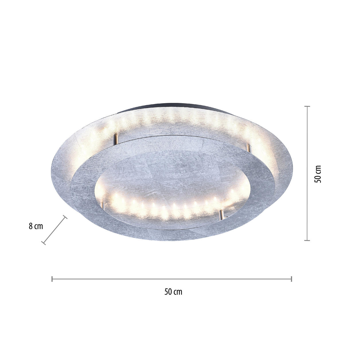 LED-DECKENLEUCHTE Nevis 50/50/8 cm   - Silberfarben, Design, Kunststoff/Metall (50/50/8cm) - Paul Neuhaus
