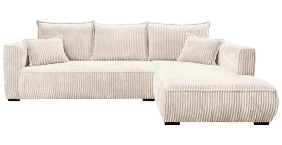 ECKSOFA  in Cord Creme  322/208 cm  - Creme/Schwarz, MODERN, Holz/Textil (322/208cm) - Carryhome