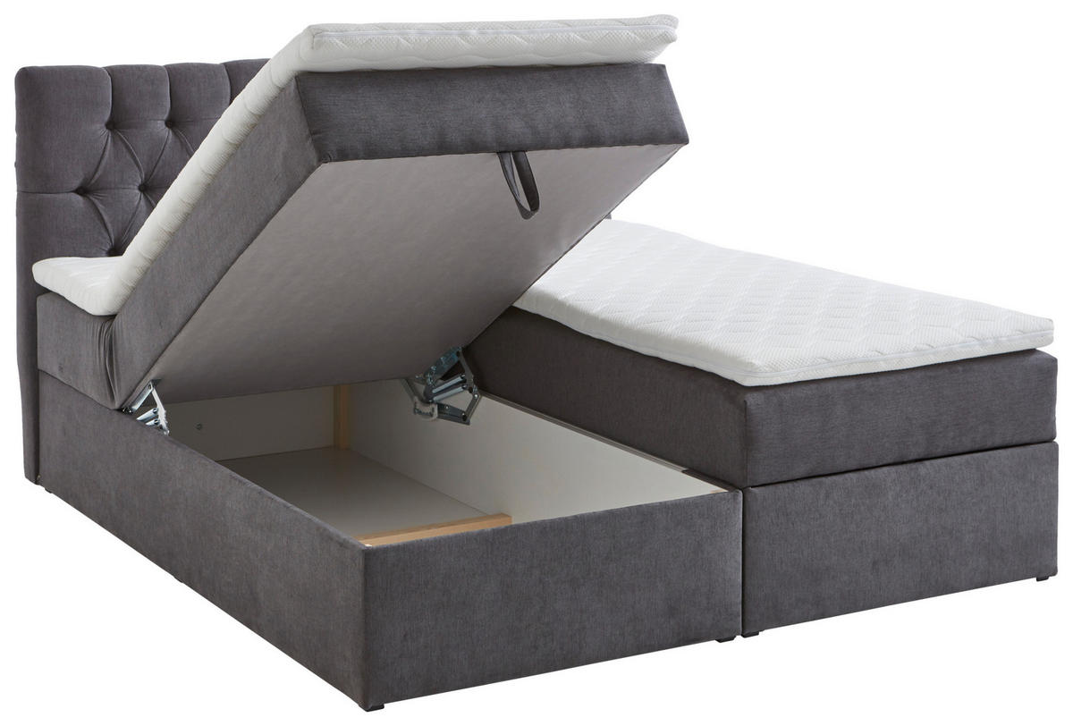 BOXBETT 180/200 cm  in Grau  - Schwarz/Grau, Modern, Kunststoff/Textil (180/200cm) - MID.YOU