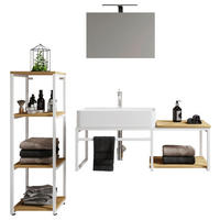 BADEZIMMER 4-teilig  in 135 cm  - Honigeiche/Schwarz, MODERN, Glas/Keramik (135cm) - MID.YOU