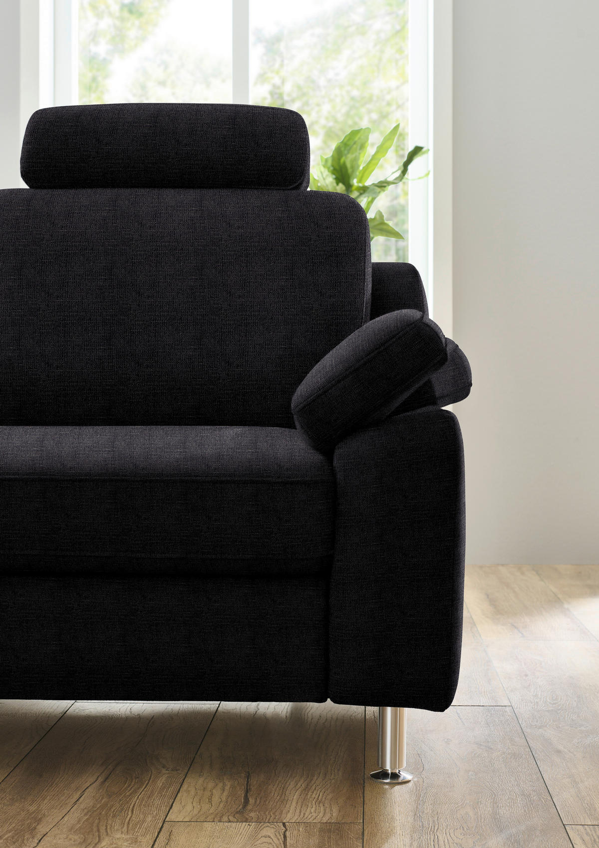 ECKSOFA in Webstoff Anthrazit  - Anthrazit/Alufarben, Konventionell, Textil/Metall (200/241cm) - Beldomo System