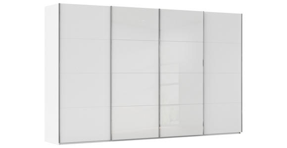 SCHWEBETÜRENSCHRANK 361/223/68 cm 4-türig Weiß  - Chromfarben/Weiß, KONVENTIONELL, Glas/Holzwerkstoff (361/223/68cm) - Novel