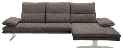 ECKSOFA Braun Webstoff - Edelstahlfarben/Braun, Design, Textil/Metall (291/164cm) - Chilliano