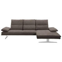ECKSOFA in Webstoff Braun  291/164 cm  - Edelstahlfarben/Braun, Design, Textil/Metall (291/164cm) - Chilliano