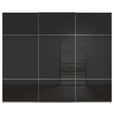 SCHWEBETÜRENSCHRANK  in Grau, Schwarz  - Chromfarben/Schwarz, KONVENTIONELL, Glas/Holzwerkstoff (242/223/68cm) - Novel