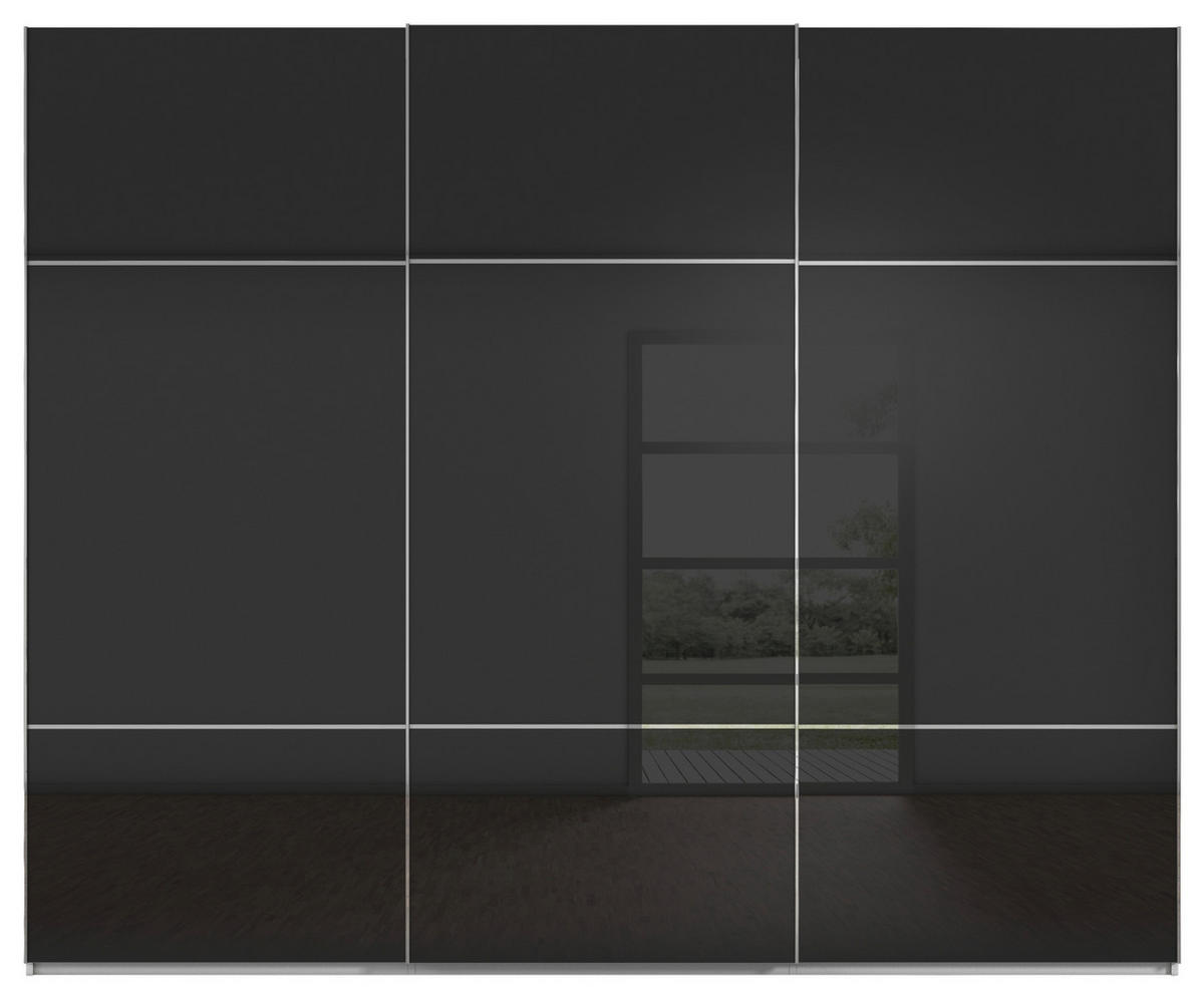SCHWEBETÜRENSCHRANK 242/223/68 cm 3-türig Grau, Schwarz  - Chromfarben/Schwarz, KONVENTIONELL, Glas/Holzwerkstoff (242/223/68cm) - Novel