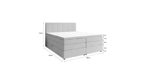 BOXSPRINGBETT 180/200 cm,  in Creme, gepolstertes Kopfteil, Bettkasten, Topper, Matratzen, H3 + H4 = fest + sehr fest  - Creme/Schwarz, KONVENTIONELL, Kunststoff/Textil (180/200cm) - Esposa