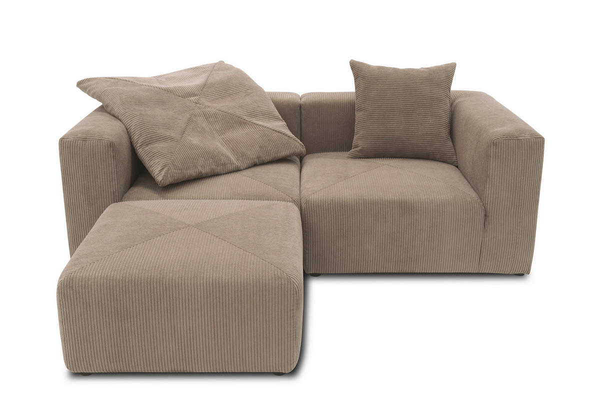 ECKSOFA in Cord, Mikrofaser Schlammfarben   - Schlammfarben/Schwarz, Design, Kunststoff/Textil (216/69/193cm) - MID.YOU