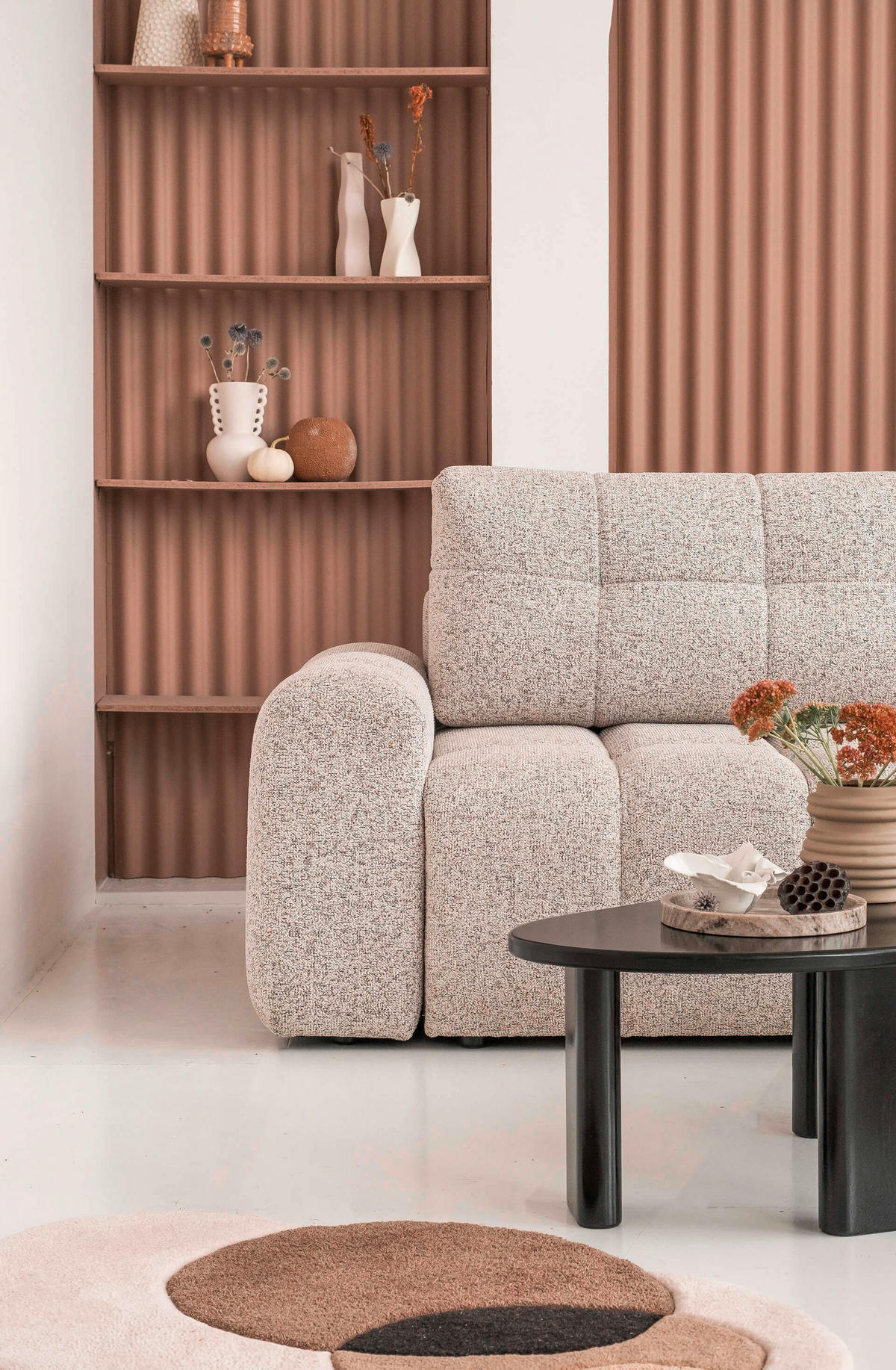 WOHNLANDSCHAFT in Taupe  - Taupe/Schwarz, Design, Kunststoff/Textil (184/333/213cm) - MID.YOU