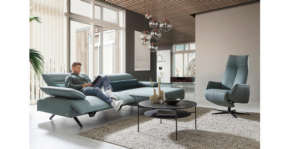 ECKSOFA in Flachgewebe Petrol  - Anthrazit/Petrol, Design, Textil (280/164cm) - Ambiente