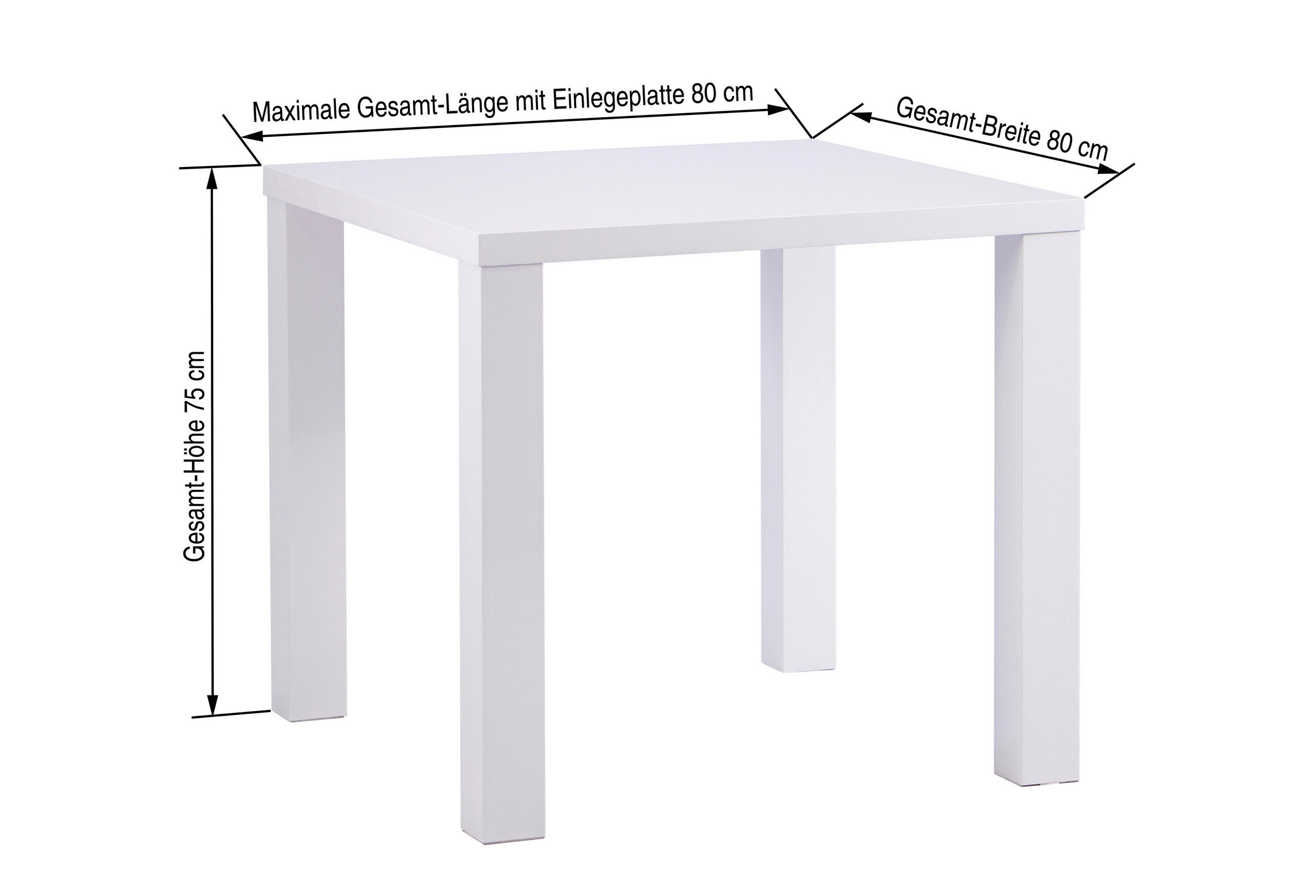 ESSTISCH in Holzwerkstoff  - Weiß Hochglanz, KONVENTIONELL, Holzwerkstoff (80/75/80cm) - P & B