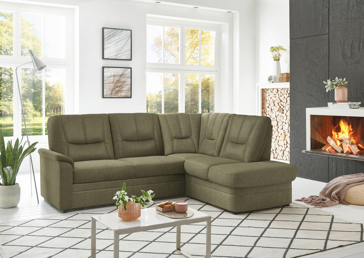 ECKSOFA  in Chenille Grün  235/185 cm  - Schwarz/Grün, KONVENTIONELL, Kunststoff/Textil (235/185cm) - Beldomo Comfort