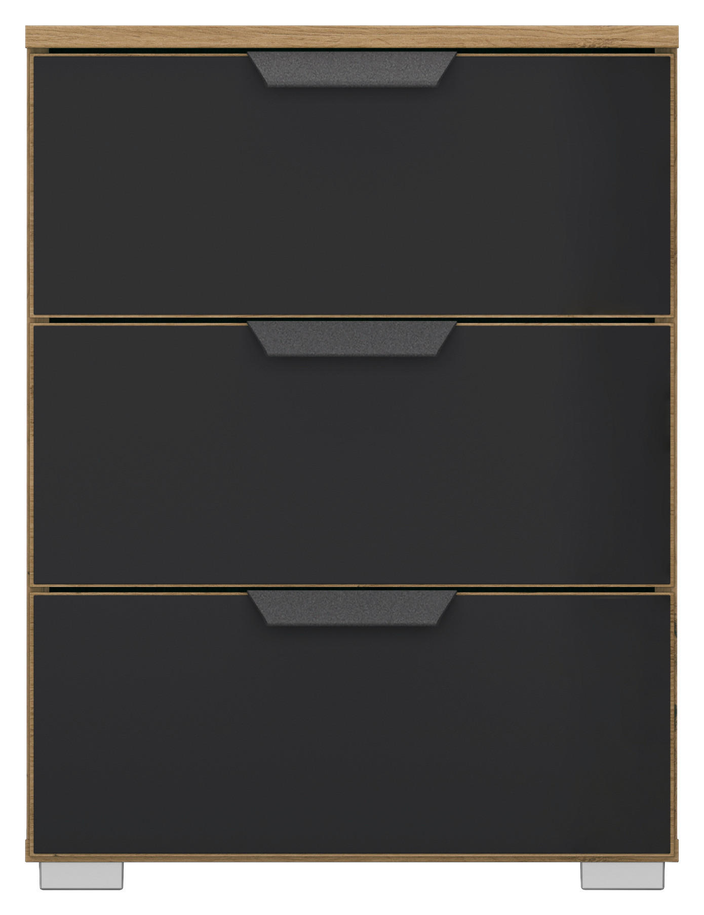 NACHTSCHRANK 47/62/42 cm  - Anthrazit/Alufarben, MODERN, Glas/Holzwerkstoff (47/62/42cm) - Rauch Möbel
