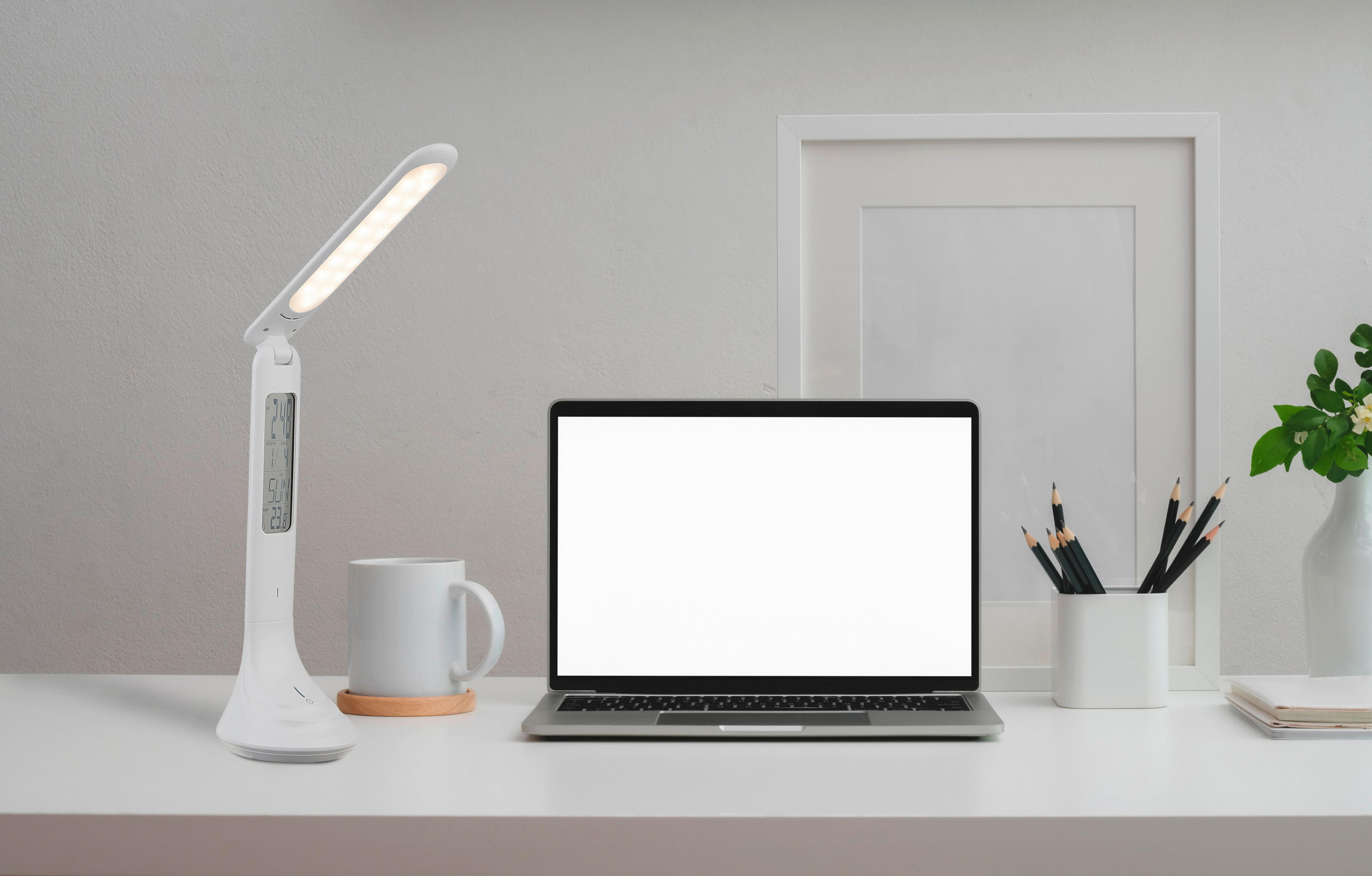 LAMPĂ DE BIROU CU LED - alb, Basics, plastic (20/9/42,5cm) - Globo