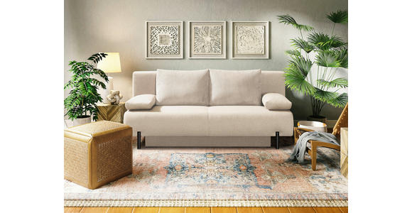 SCHLAFSOFA Webstoff Naturfarben - Schwarz/Naturfarben, KONVENTIONELL, Textil/Metall (197/88/89cm) - Novel