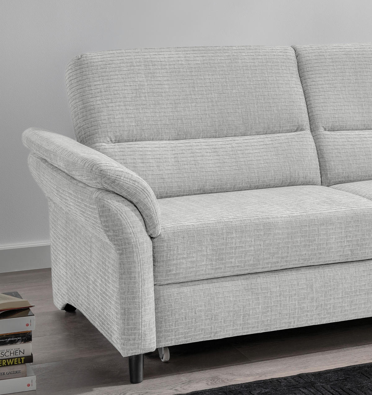 ECKSOFA in Mikrofaser Weiss  - Weiss/Schwarz, Modern, Holz/Textil (279/176cm) - Livetastic
