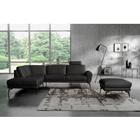 HOCKER in Leder Schwarz  - Schwarz, Design, Leder/Metall (96/45/80cm) - Livetastic