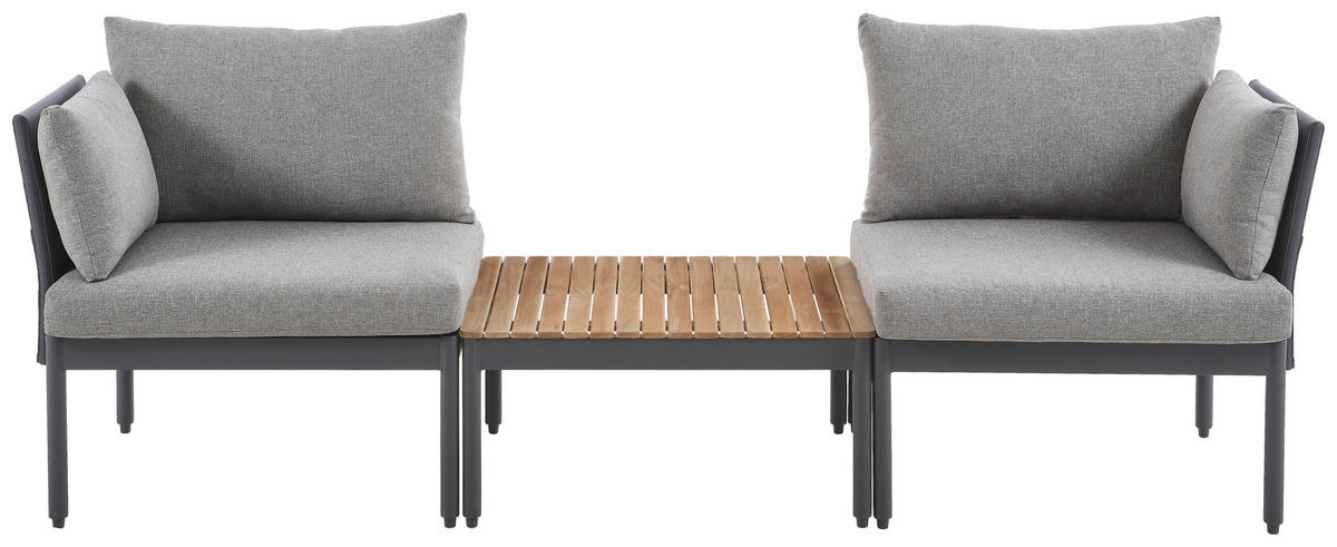 BALKONSET  - Grau/Teakfarben, Design, Holz/Textil (217/75/66cm) - Ambia Garden