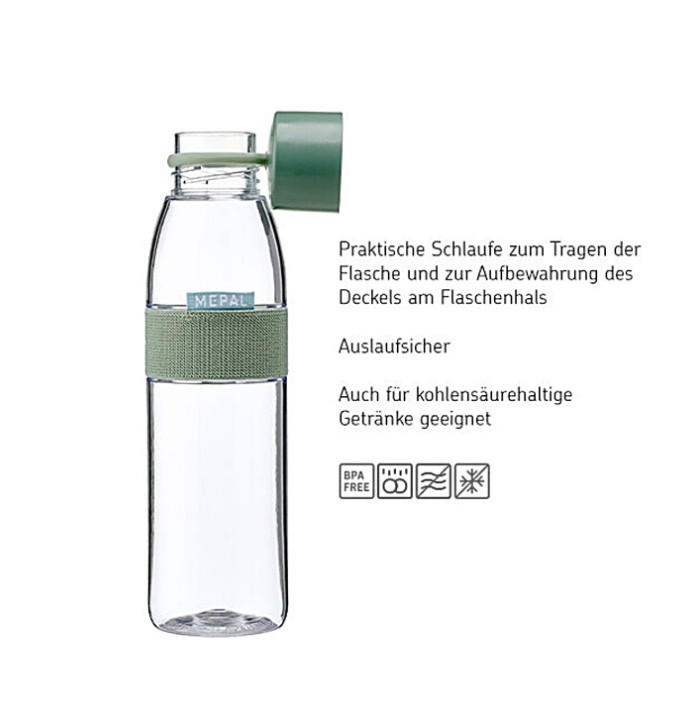 UNIVERSALFLASCHE ELLIPSE  - Transparent/Schwarz, KONVENTIONELL, Kunststoff (0,5l) - Mepal