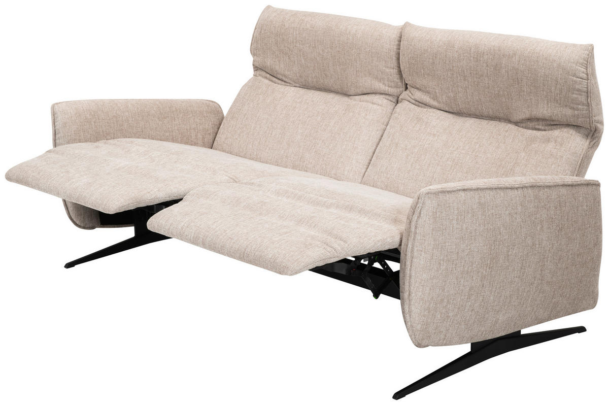 RECLINERSOFFA i beige  - beige/svart, Klassisk, metall/trä (196/98/93cm) - Best Price