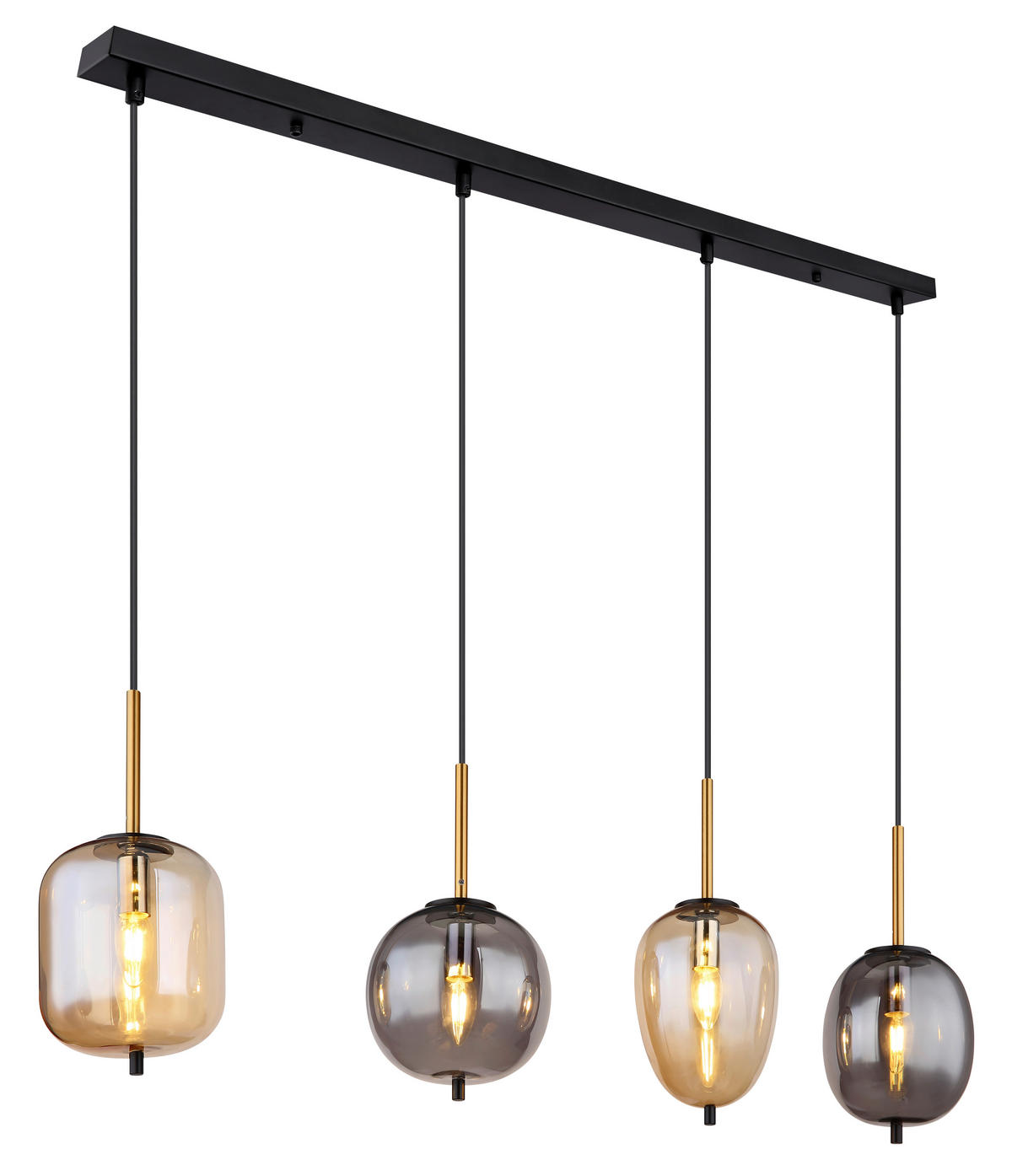VISEČA SVETILKA  Blacky   110/18,5/120 cm         E14 - črna/barve medenine, Design, kovina/steklo (110/18,5/120cm) - Globo