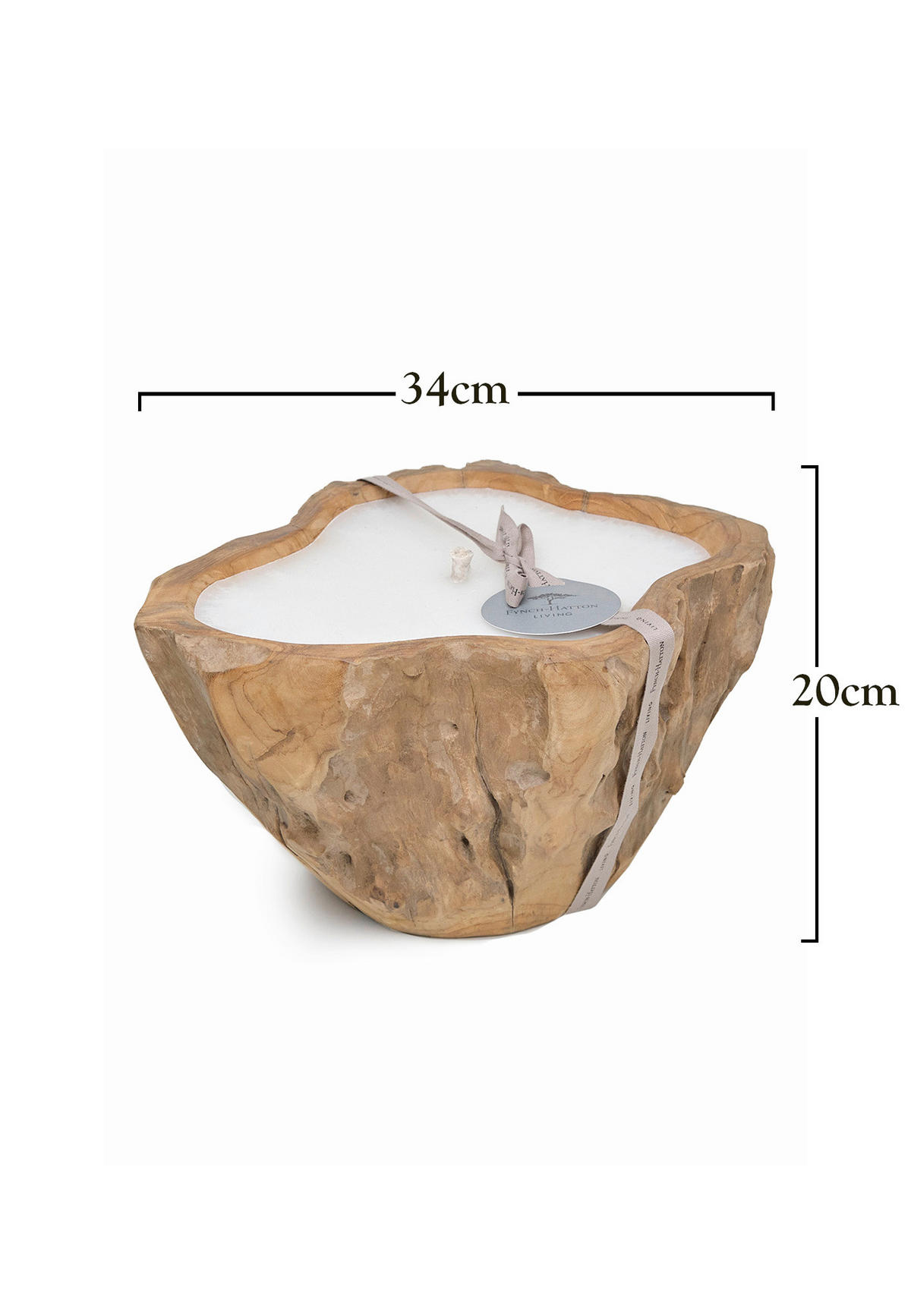 OUTDOORKERZE - Naturfarben/Weiß, Basics, Naturmaterialien/Holz (20/34/20cm) - FYNCH-HATTON