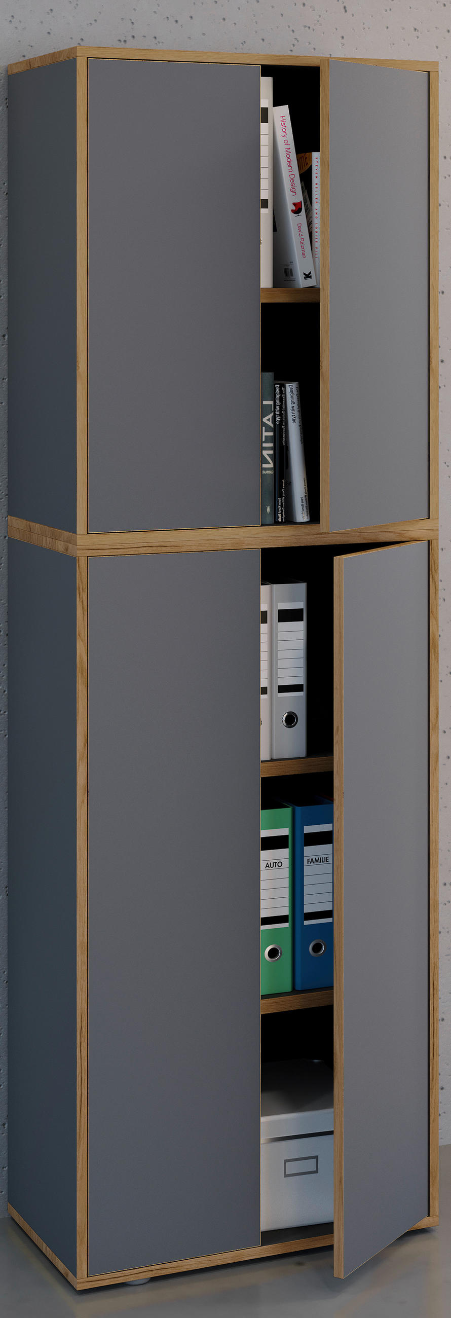 ORMAR ZA DOKUMENTE  antracit, hrast medunac  - hrast medunac/antracit, Design, drvni materijal (60/183cm) - P & B