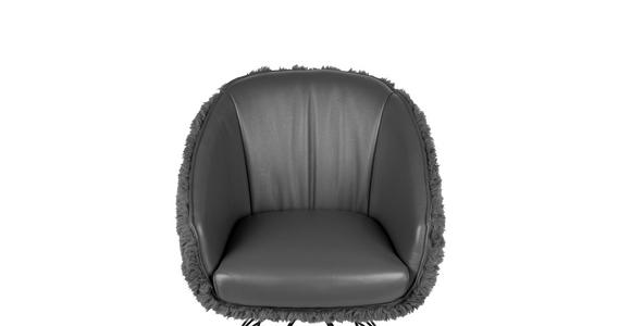 ARMLEHNSTUHL  in Eisen Hochflor Echtleder pigmentiert  - Anthrazit/Schwarz, Design, Leder/Holz (59,5/83,5/63,5cm) - Belluti