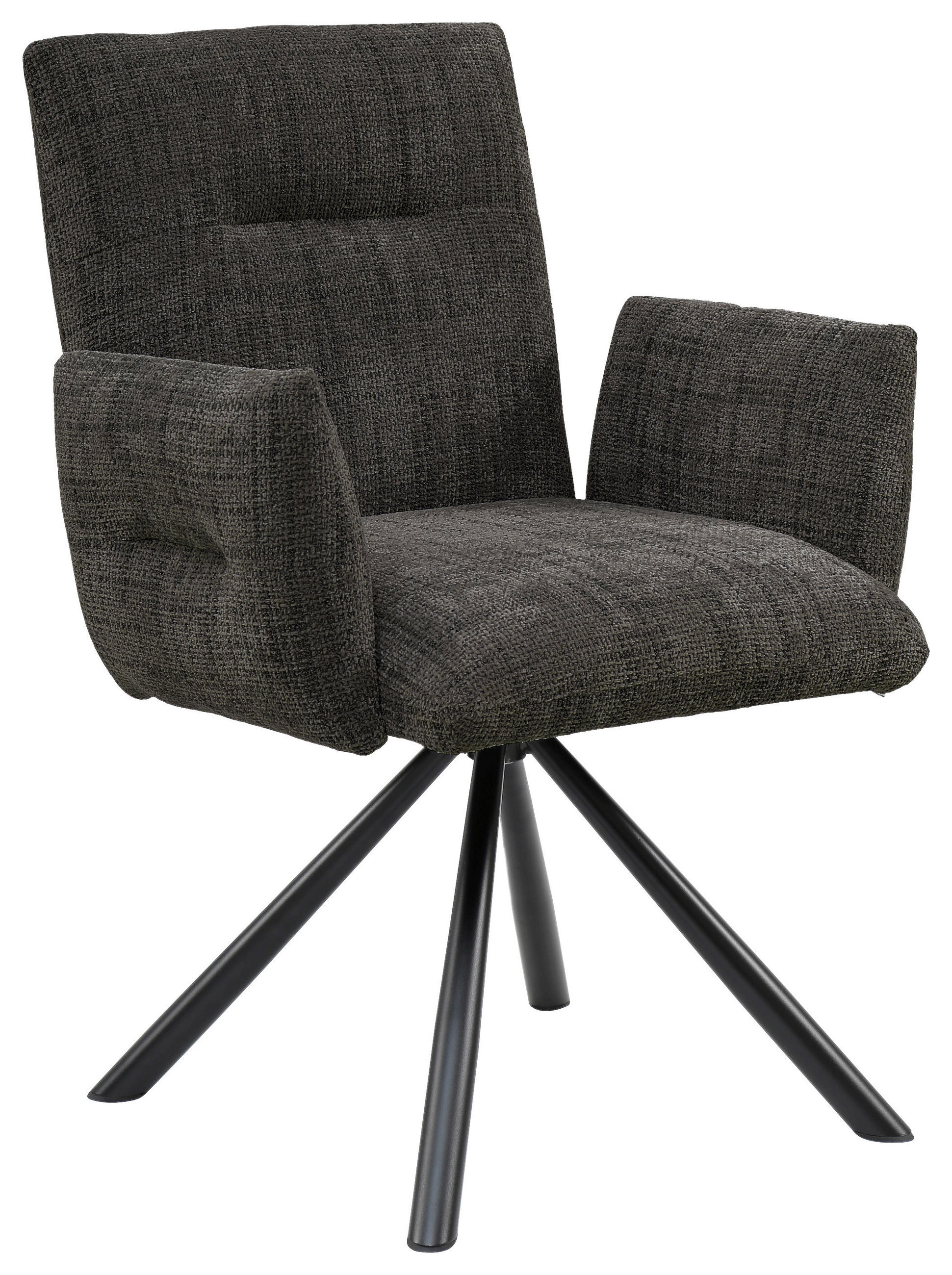 ARMLEHNSTUHL  in Eisen Leinenoptik  - Anthrazit/Schwarz, Design, Textil/Metall (68/88/66cm) - Hom`in