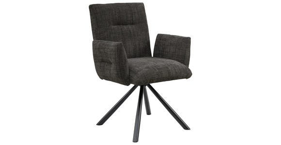 ARMLEHNSTUHL in Eisen Leinenoptik - Anthrazit/Schwarz, Design, Textil/Metall (68/88/66cm) - Hom`in