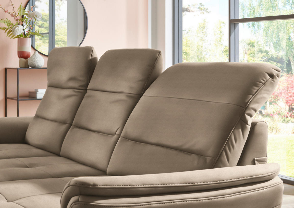 ECKSOFA in Flachgewebe Greige  260/181 cm  - Greige/Schwarz, KONVENTIONELL, Textil/Metall (260/181cm) - Beldomo Speed