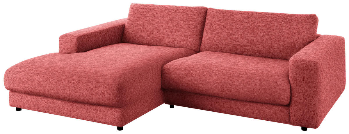 ECKSOFA in Flachgewebe Koralle  - Koralle/Schwarz, Design, Kunststoff/Textil (190/270cm) - Lomoco