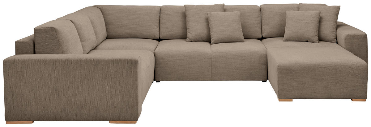WOHNLANDSCHAFT in Flachgewebe Braun  - Buchefarben/Schwarz, Konventionell, Holz/Kunststoff (283/371/208cm) - Livetastic