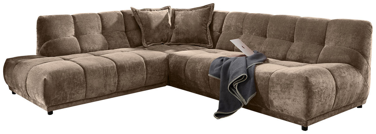 ECKSOFA Chenille Braun  - Schwarz/Braun, Modern, Kunststoff/Textil (250/284cm) - Livetastic