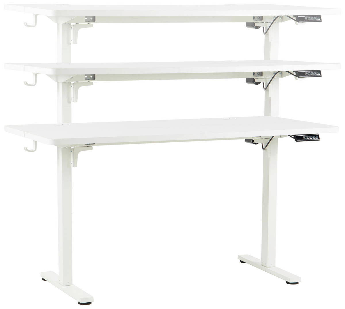 SCHREIBTISCH 140/70/72/118 cm Weiss höhenverstellbar elektrisch höhenverstellbar  - Weiss, Modern, Holzwerkstoff/Metall (140/70/72/118cm) - Livetastic