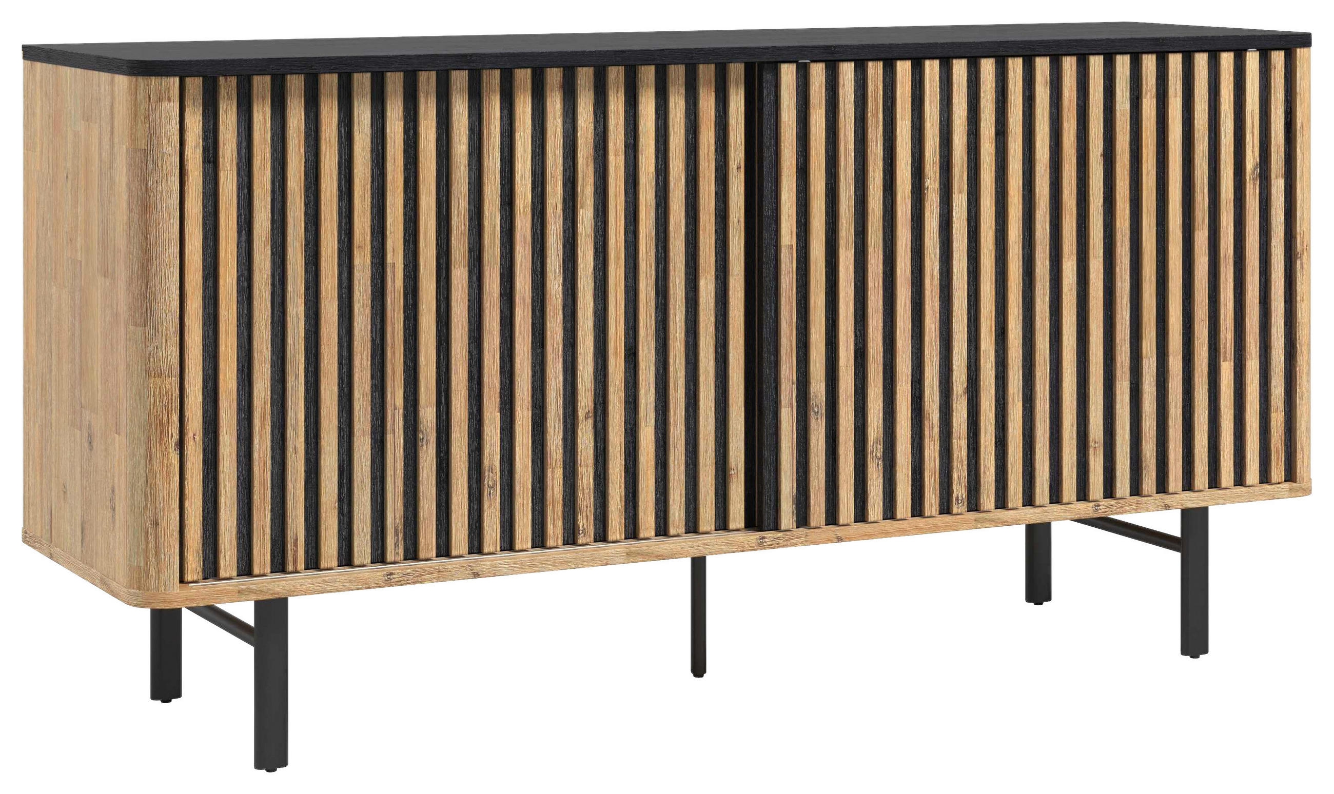 ŠIROKÁ KOMODA, akácia, čierna, farba akácie, 160/80,5/45 cm - čierna/farba akácie, Lifestyle, kov/drevo (160/80,5/45cm) - Landscape