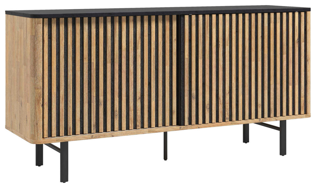 ŠIROKÁ KOMODA, akácia, čierna, farba akácie, 160/80,5/45 cm - čierna/farba akácie, Lifestyle, kov/drevo (160/80,5/45cm) - Landscape