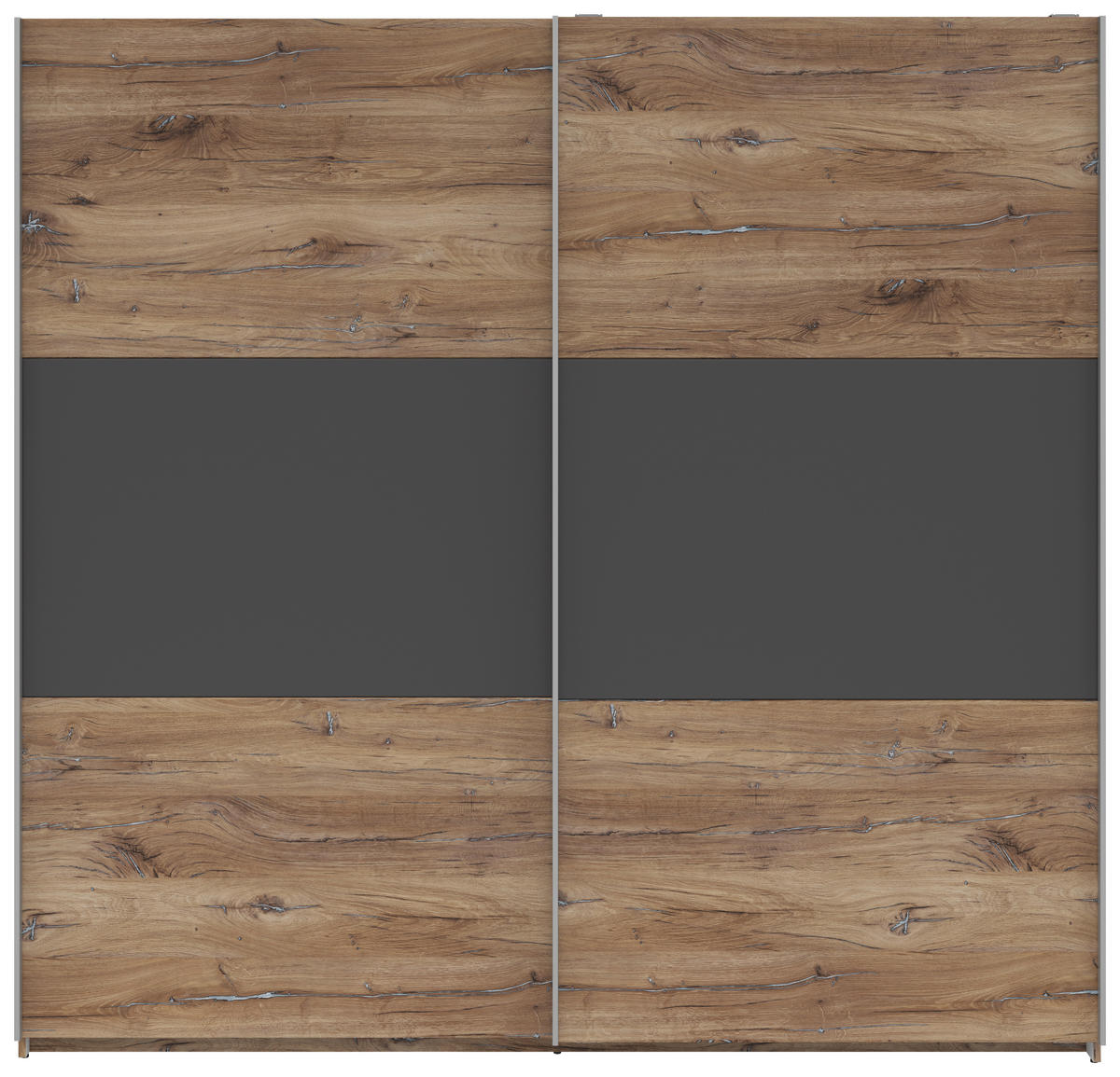 SCHWEBETÜRENSCHRANK 218/210/59 cm 2-türig Graphitfarben, Eiche dunkel  - Eiche dunkel/Eichefarben, KONVENTIONELL, Holzwerkstoff/Metall (218/210/59cm)