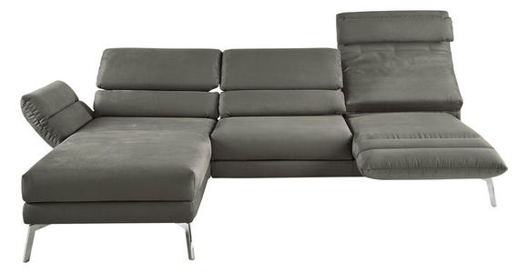 ECKSOFA Graphitfarben Mikrofaser  - Chromfarben/Graphitfarben, Design, Textil/Metall (176-217/273-327cm) - Dieter Knoll