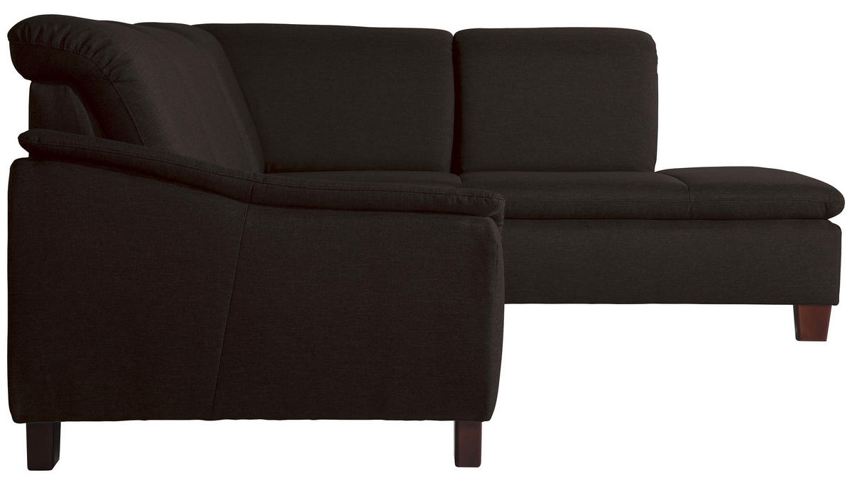 ECKSOFA in Flachgewebe Dunkelbraun  - Dunkelbraun/Nussbaumfarben, Design, Holz/Textil (247/187cm) - Max Winzer