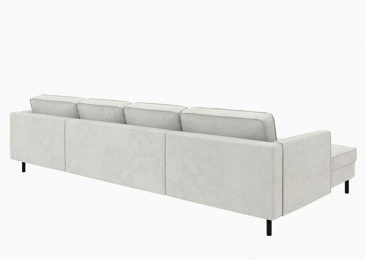 WOHNLANDSCHAFT Weiß Struktur  - Schwarz/Weiß, MODERN, Textil/Metall (161/306/161cm) - Trendmanufaktur