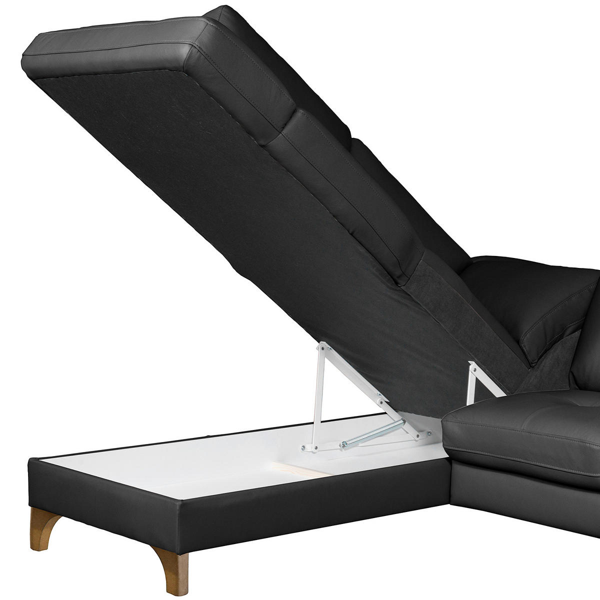 ECKSOFA Lederlook Echtleder Schwarz  - Buchefarben/Schwarz, Design, Leder/Holz (234/190cm) - Livetastic