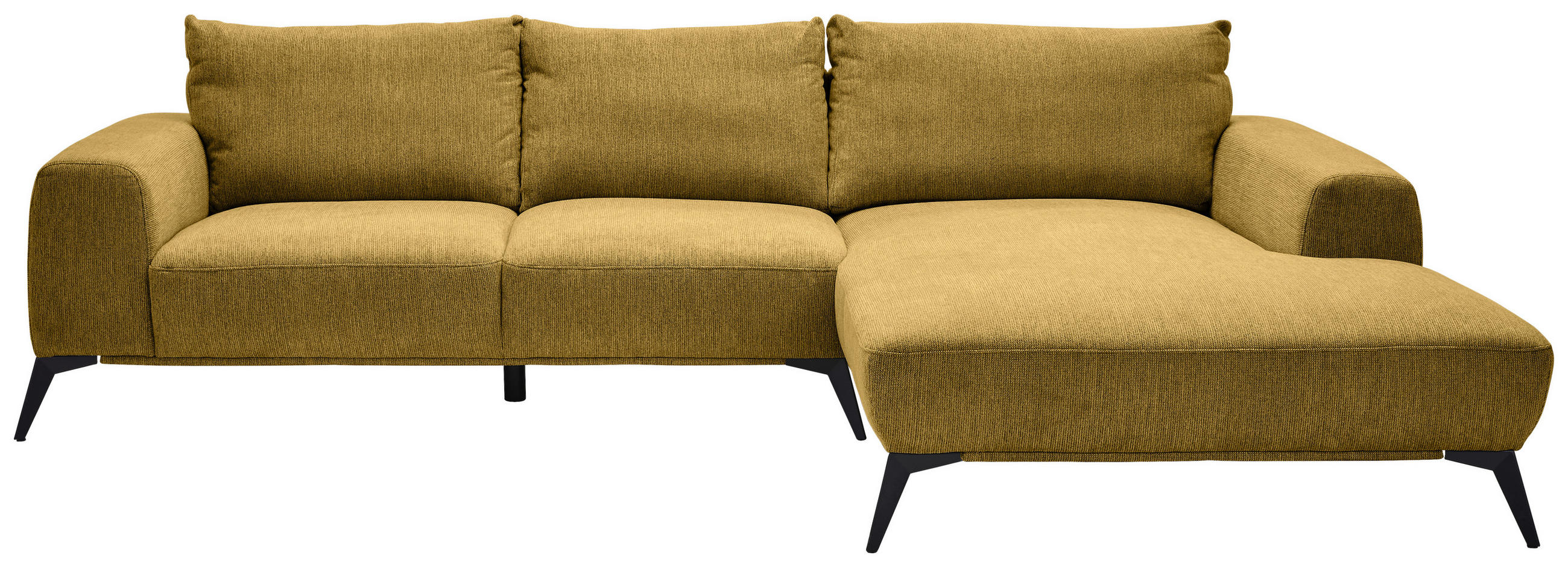 ECKSOFA in Webstoff Dunkelgelb  - Dunkelgelb/Schwarz, Design, Textil/Metall (298/187cm) - Stylife
