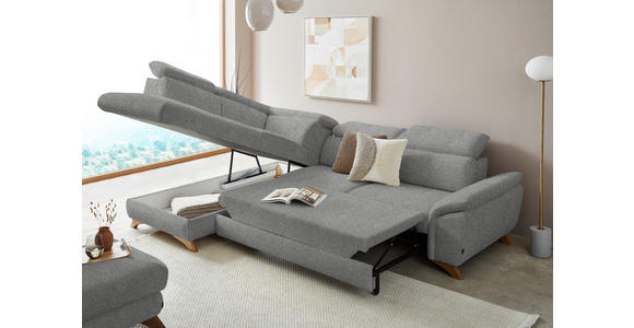 ECKSOFA in Bouclé Hellgrau  - Eichefarben/Hellgrau, MODERN, Holz/Textil (212/287cm) - Valnatura