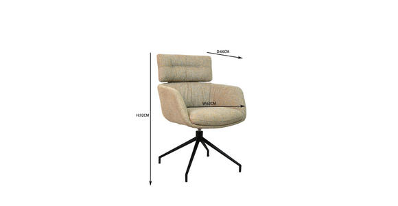 ARMLEHNSTUHL  Sitzfläche 360° drehbar Webstoff  - Graubraun/Schwarz, Design, Textil/Metall (62/92/66cm) - Dieter Knoll