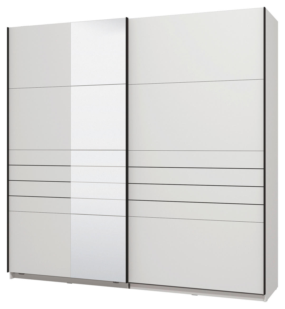 SKRIŇA S POS. DVER. – HOR.VED, biela, 220/217,5/61 cm - čierna/biela, Basics, kov/kompozitné drevo (220/217,5/61cm) - Xora