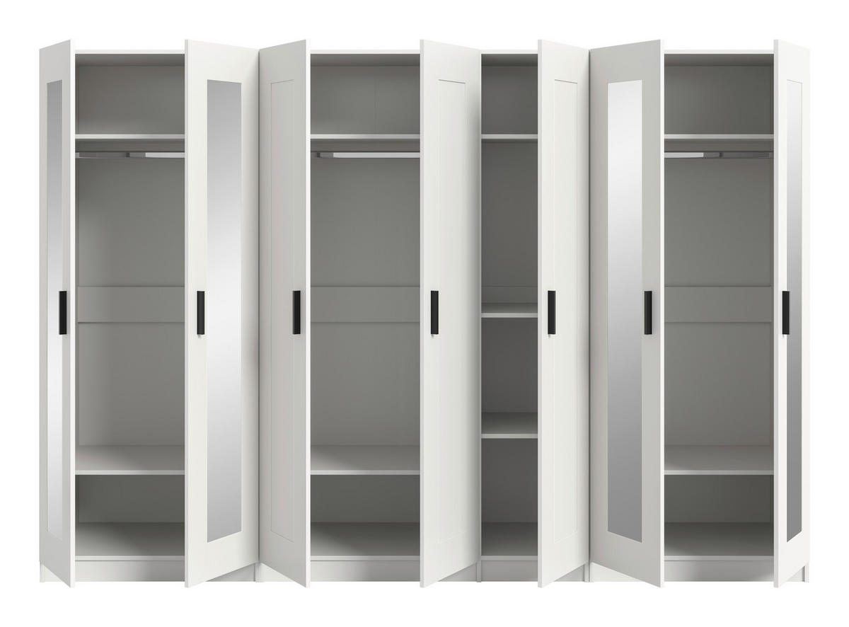 DREHTÜRENSCHRANK  in Weiß  - Schwarz/Weiß, ROMANTIK / LANDHAUS, Holzwerkstoff/Kunststoff (280/194/56cm) - Livetastic