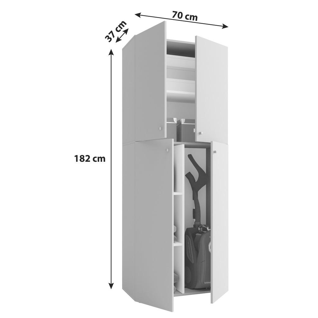 Thumbnail - Mid.you Mehrzweckschrank, Eiche, Holzwerkstoff, 3 Fächer, 70x182x37 cm, Waschküche, Mehrzweckschränke