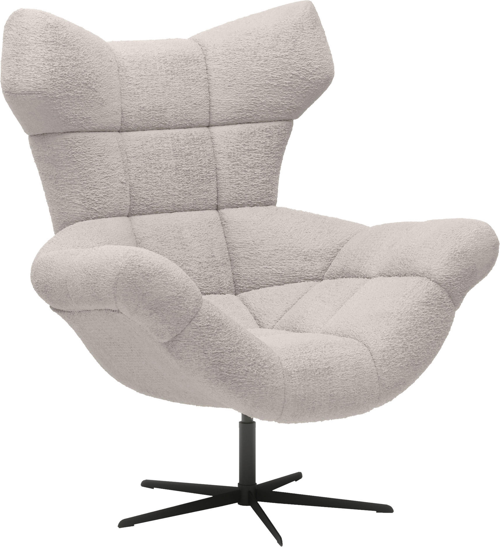 OHRENSESSEL Chenille Hellgrau  - Hellgrau/Schwarz, Design, Textil/Metall (103/119/84cm) - home24